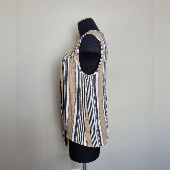 NEW Fred David Striped Sleeveless Top Camisole Front Tie Smocked Casual Large - Picture 3 of 10